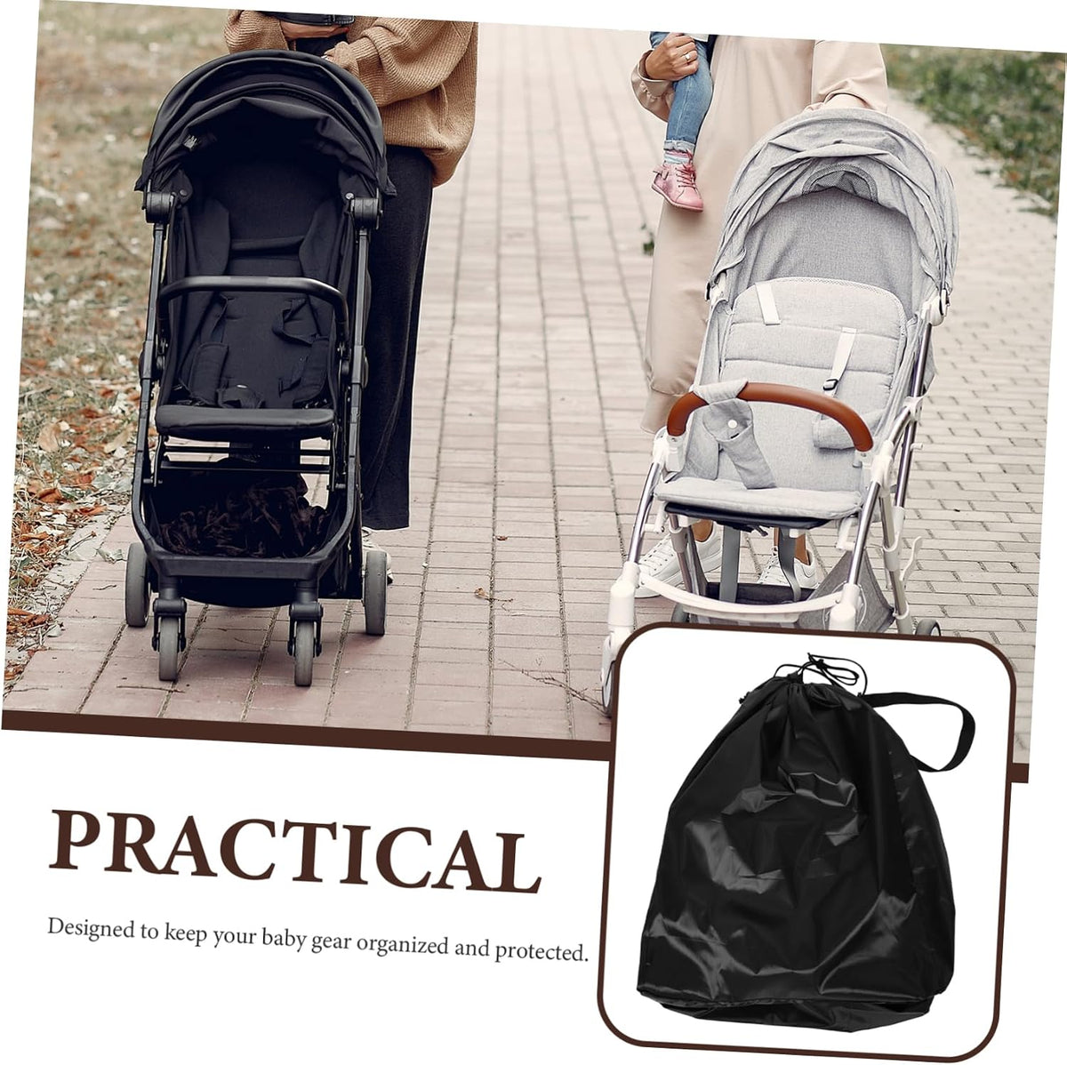 Large Stroller Travel Bag with Dustproof Cover Stroller Storage Organizer for Airplane Gate Check and Easy to Clean