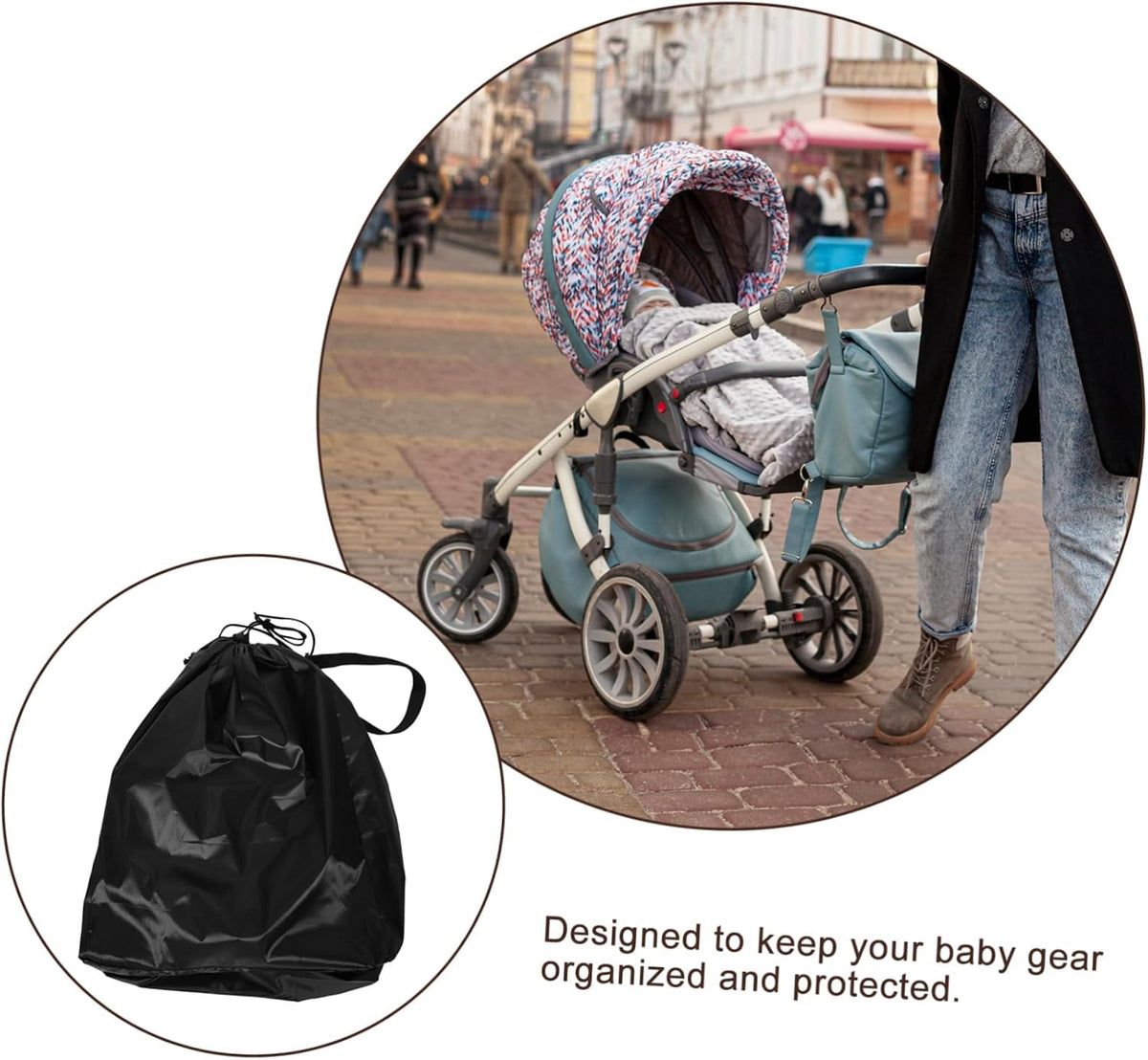 Large Stroller Travel Bag with Dustproof Cover Stroller Storage Organizer for Airplane Gate Check and Easy to Clean
