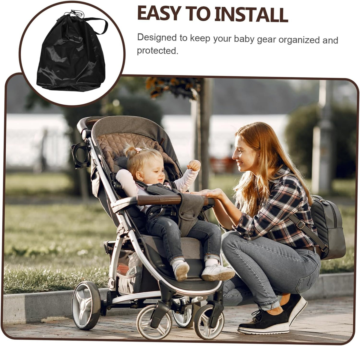 Large Stroller Travel Bag with Dustproof Cover Stroller Storage Organizer for Airplane Gate Check and Easy to Clean