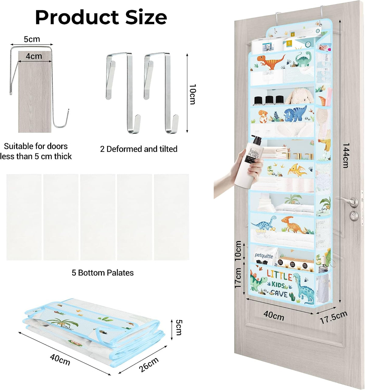 Dinosaur Over the Door Organizer Diaper Toy Nursery Hanging Shelf