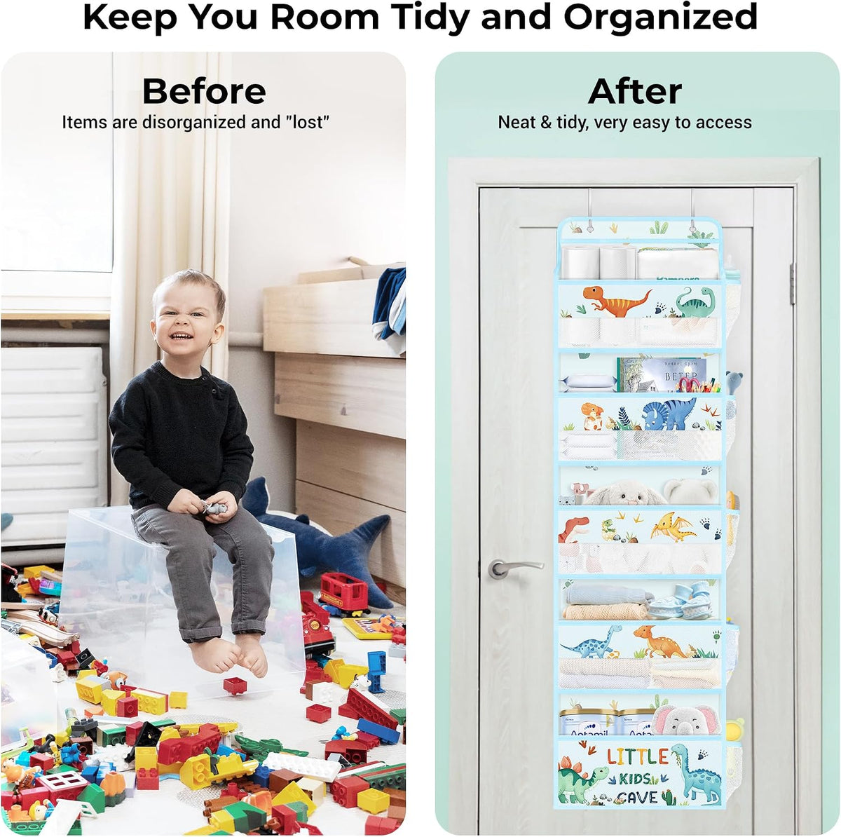 Dinosaur Over the Door Organizer Diaper Toy Nursery Hanging Shelf