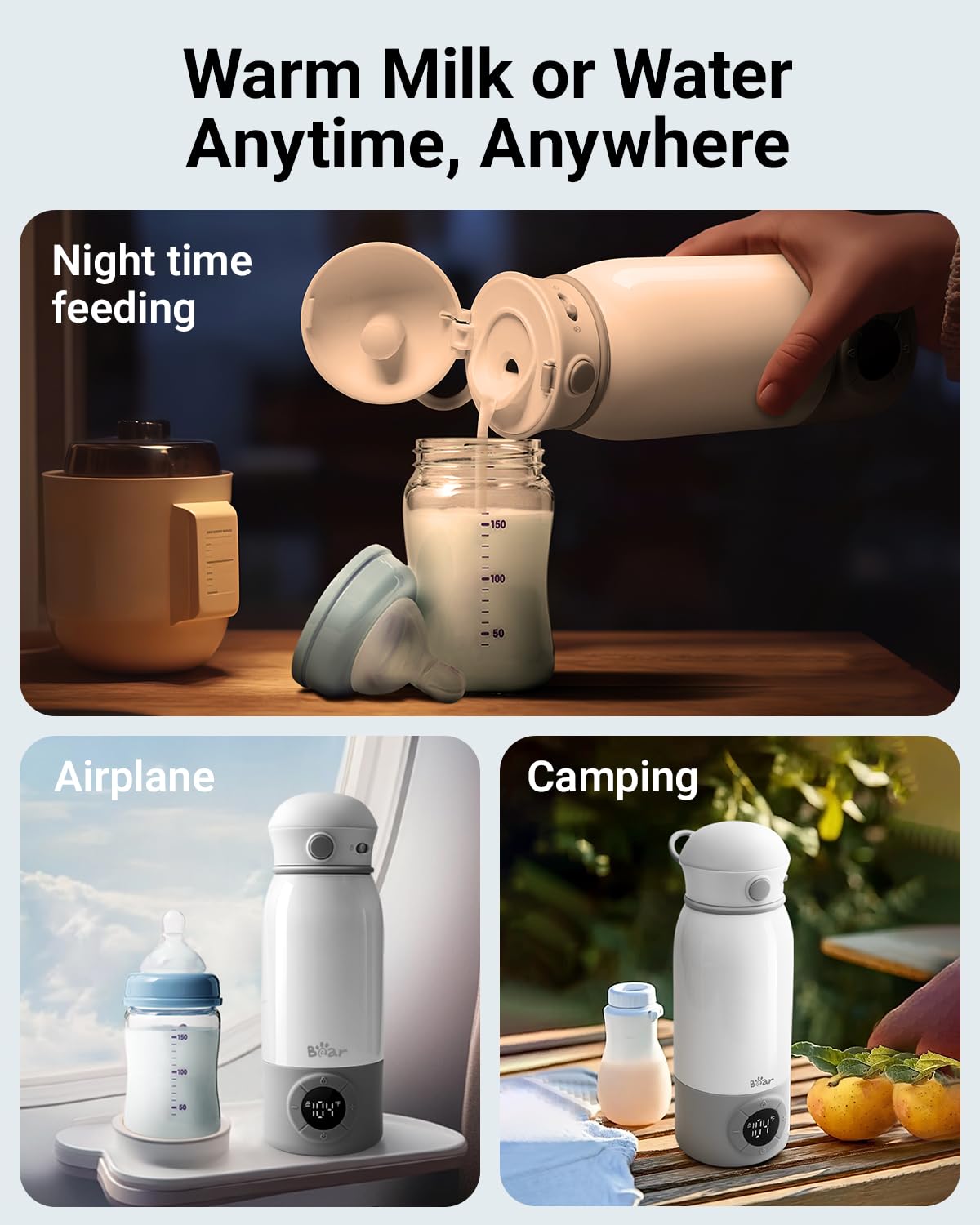 Portable Bottle Warmer for Travel, Milk Warmer for Breastmilk Formula