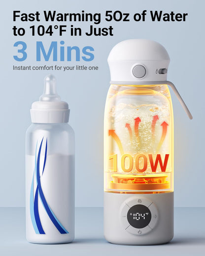Portable Bottle Warmer for Travel, Milk Warmer for Breastmilk Formula