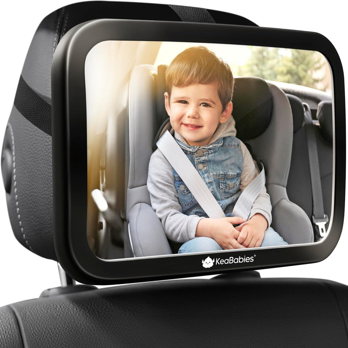 Baby Car Seat Mirror, Wide View, Shatterproof (Matte Black)