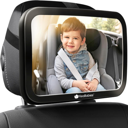 Baby Car Seat Mirror, Wide View, Shatterproof (Matte Black)