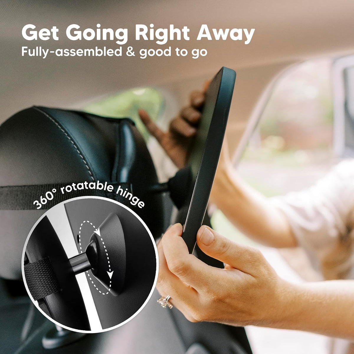 Baby Car Seat Mirror, Wide View, Shatterproof (Matte Black)