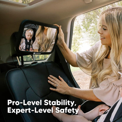 Baby Car Seat Mirror, Wide View, Shatterproof (Matte Black)