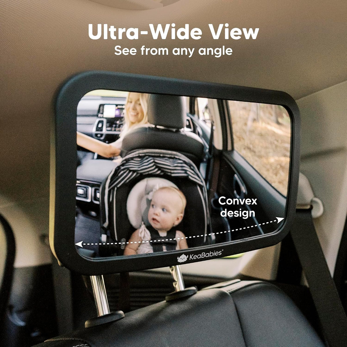 Baby Car Seat Mirror, Wide View, Shatterproof (Matte Black)