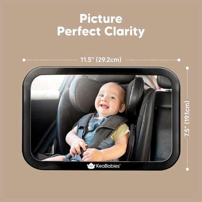 Baby Car Seat Mirror, Wide View, Shatterproof (Matte Black)