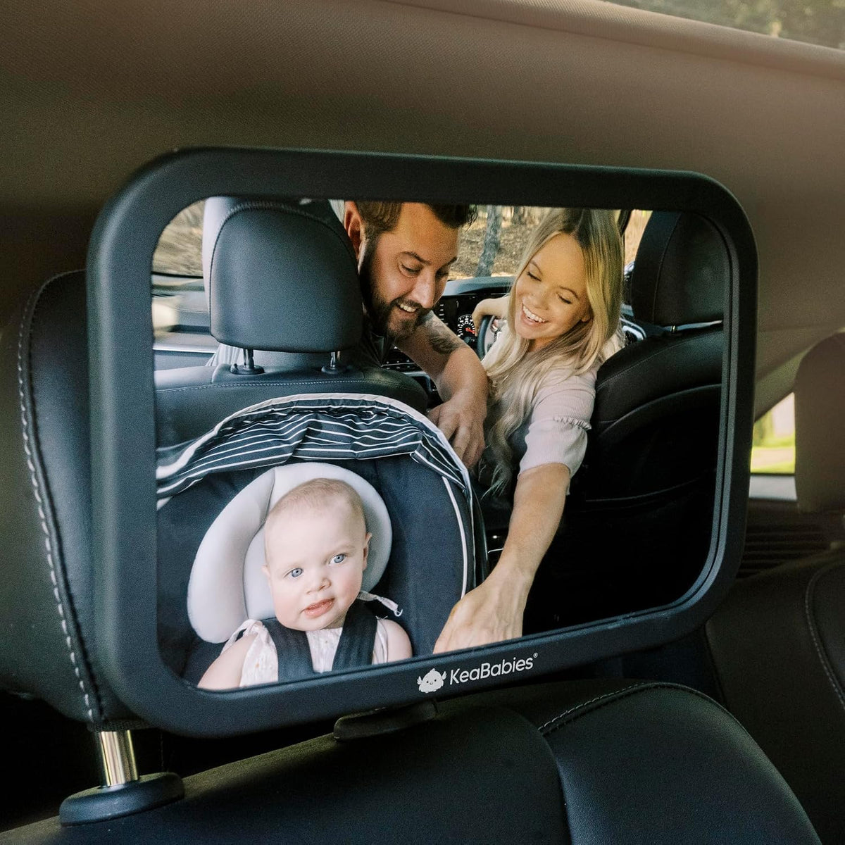 Baby Car Seat Mirror, Wide View, Shatterproof (Matte Black)