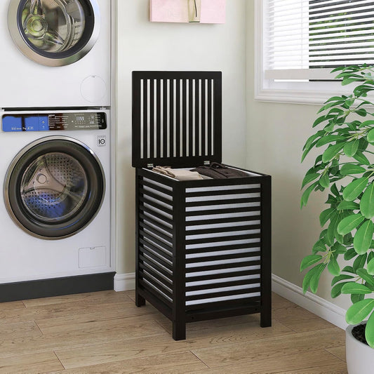 Double Laundry Hamper with Lid, 120L Bamboo Laundry Basket with Removable Liner Bag, 2-Section Clothes Divider Laundry Sorter for Laundry Room, Bathroom, Bedroom (Pink)
