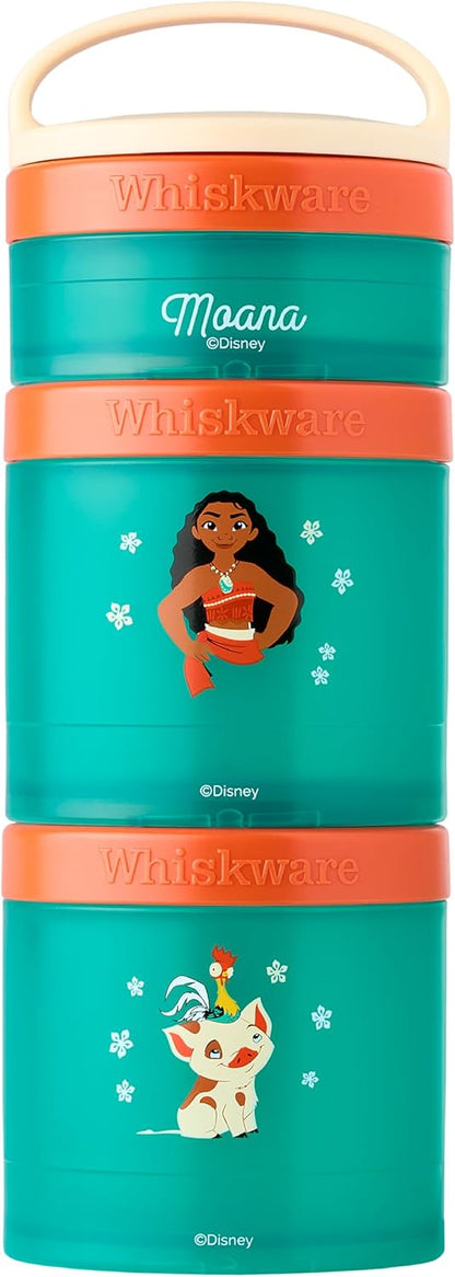 Disney Princess Moana, Stackable Snack Containers for Kids, 3 Stackable Snack Cups for School or Travel, Formula and Cupholder Friendly, Moana and Pua