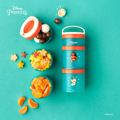 Disney Princess Moana, Stackable Snack Containers for Kids, 3 Stackable Snack Cups for School or Travel, Formula and Cupholder Friendly, Moana and Pua