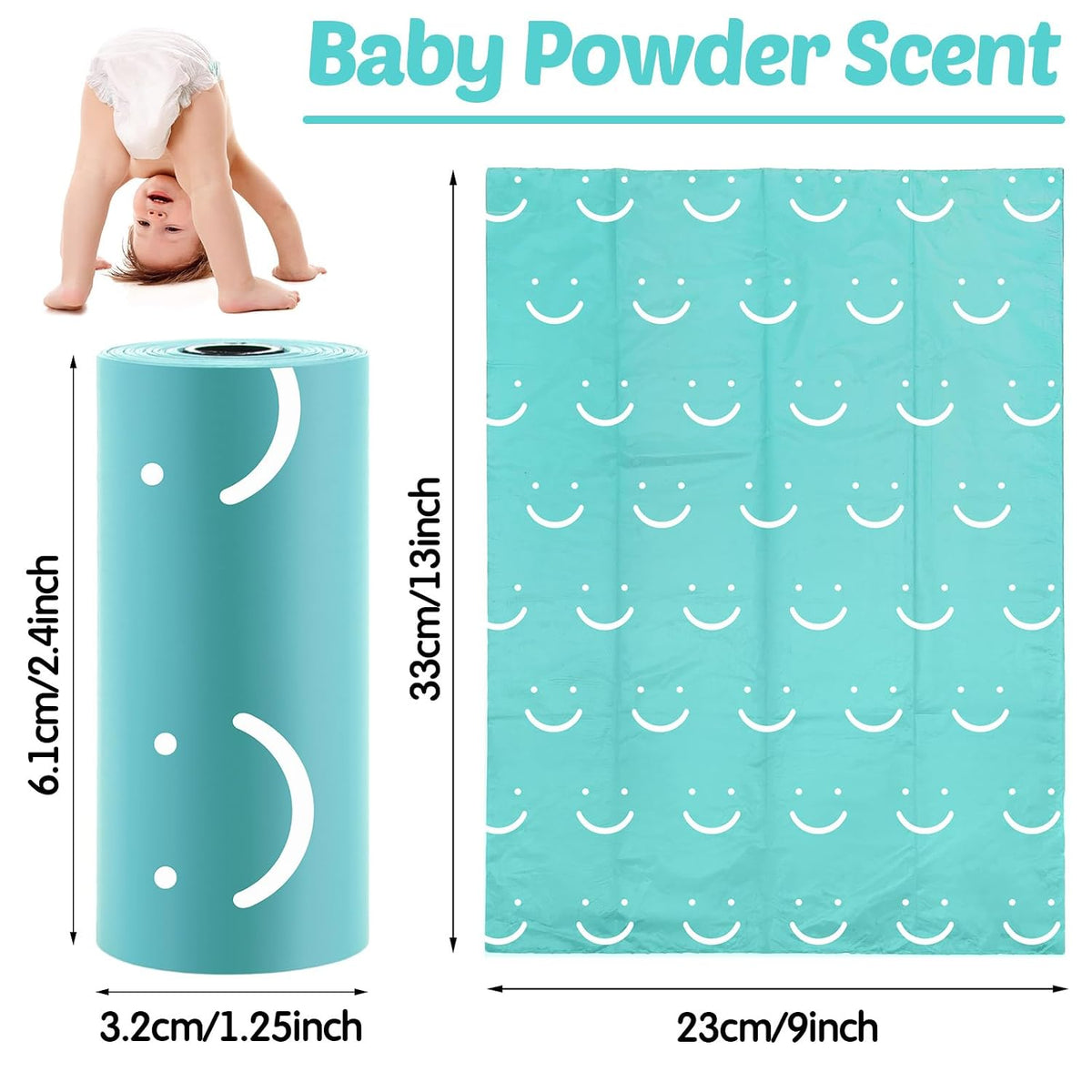 1500 Count Diaper Disposable Bags for Baby Diaper Sacks Baby Powder Scent Disposal or Pet Waste Bags, 100 Rolls(Purple)