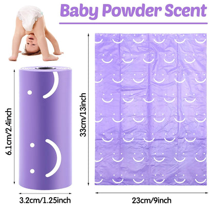 1500 Count Diaper Disposable Bags for Baby Diaper Sacks Baby Powder Scent Disposal or Pet Waste Bags, 100 Rolls(Purple)