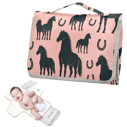 Horse Horseshoe Design Portable Diaper Changing Pad for Outing