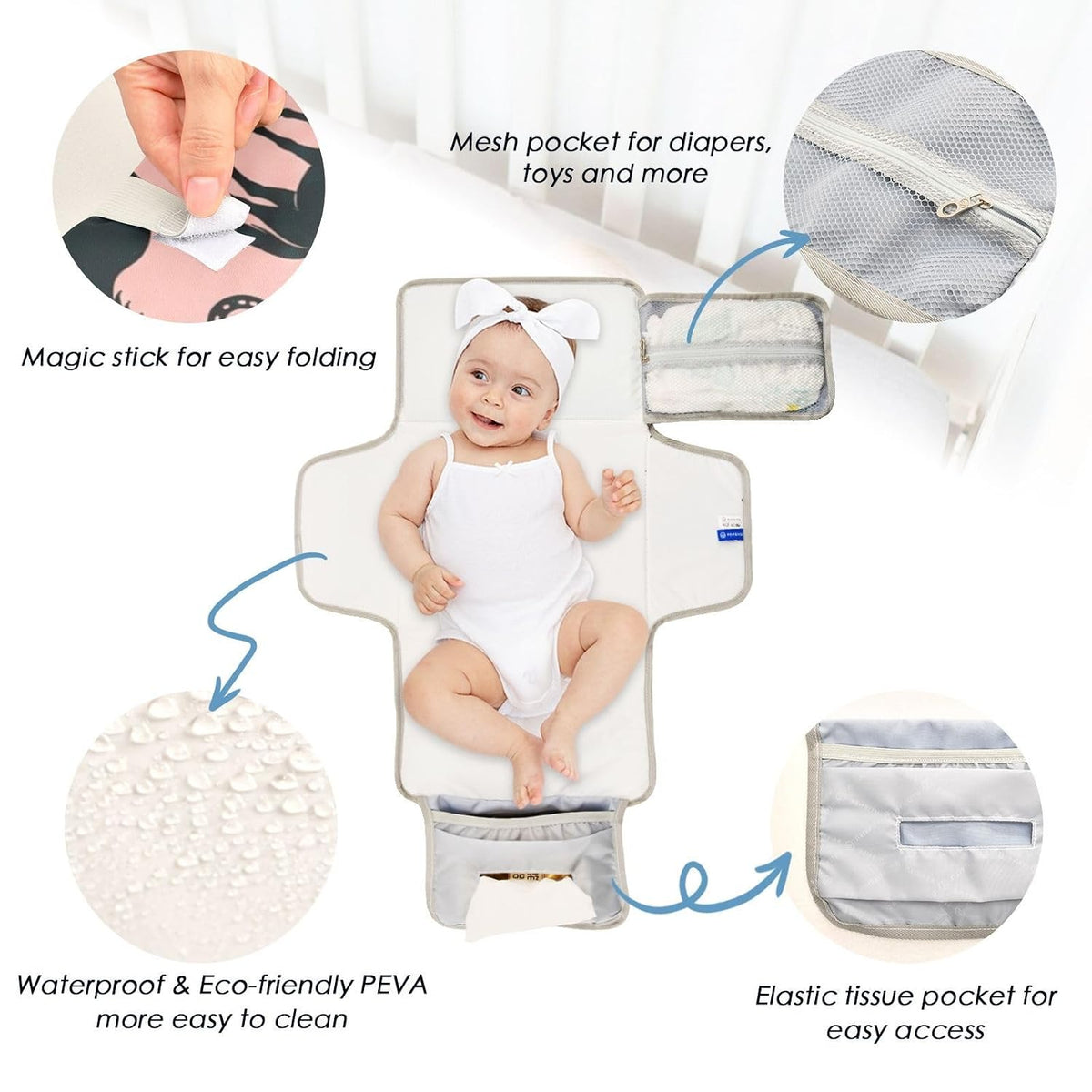 Horse Horseshoe Design Portable Diaper Changing Pad for Outing