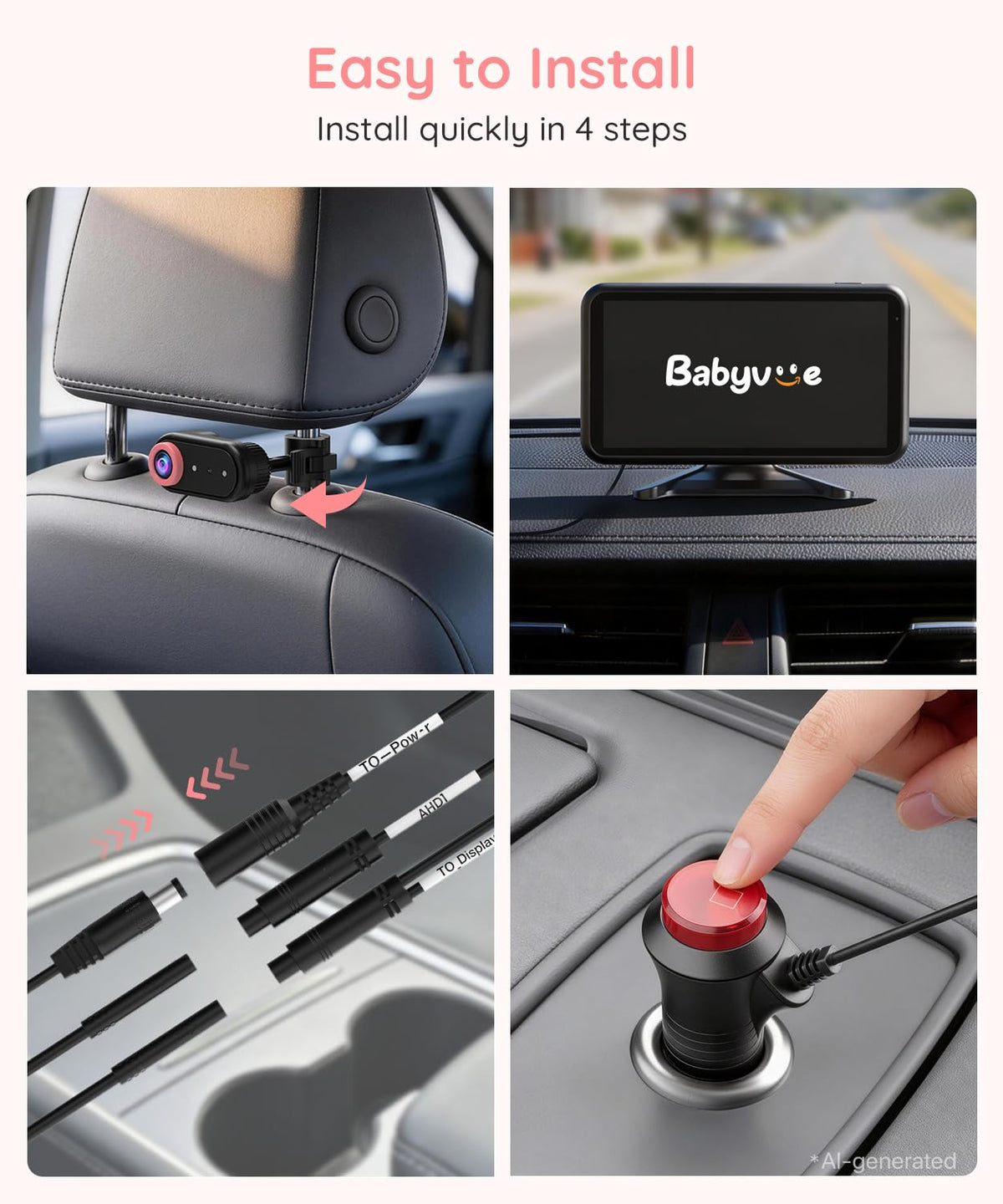 BM5PRO Dual Baby Car Camera, 7.2" 1080P Monitor