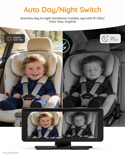 BM5PRO Dual Baby Car Camera, 7.2" 1080P Monitor