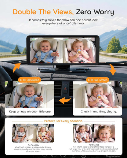 BM5PRO Dual Baby Car Camera, 7.2" 1080P Monitor
