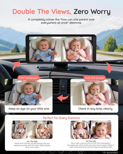 BM5PRO Dual Baby Car Camera, 7.2" 1080P Monitor