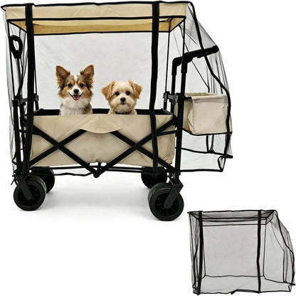 Rain Cover for Wagon Waterproof Canopy for Collapsible Folding Carts Strollers Wagon Cart Cover with Zippered Side Wagon Accessories for Camping Picnic Shopping Garden Outdoor (Transparency)