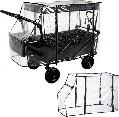Rain Cover for Wagon Waterproof Canopy for Collapsible Folding Carts Strollers Wagon Cart Cover with Zippered Side Wagon Accessories for Camping Picnic Shopping Garden Outdoor (Transparency)