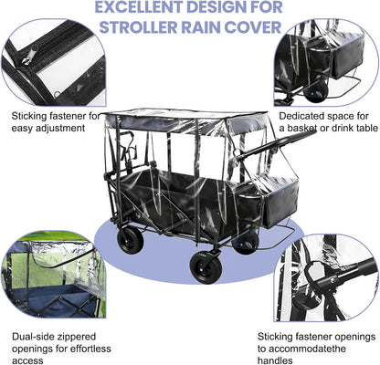 Rain Cover for Wagon Waterproof Canopy for Collapsible Folding Carts Strollers Wagon Cart Cover with Zippered Side Wagon Accessories for Camping Picnic Shopping Garden Outdoor (Transparency)