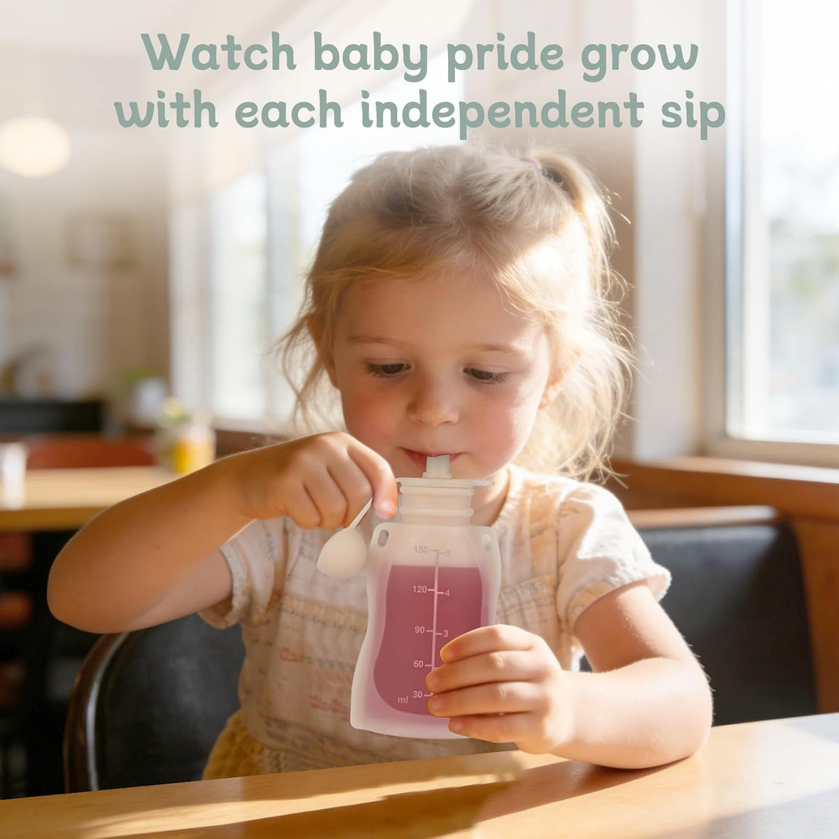 4 Pack Silicone Baby Food Pouches Reusable 5OZ Containers