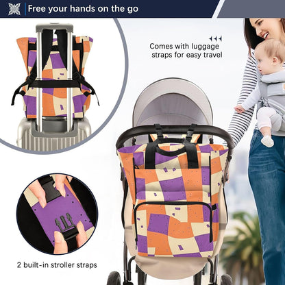 Diaper Bag Backpack, Multifunction Travel Bag for Moms Dads, Baby Changing Bag with Insulted Pockets, Stroller Straps and Side Bottle Pockets Checkered Board