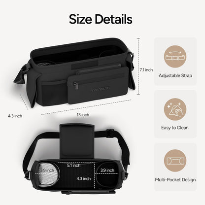Universal Stroller Organizer Caddy with Insulated Cup Holder