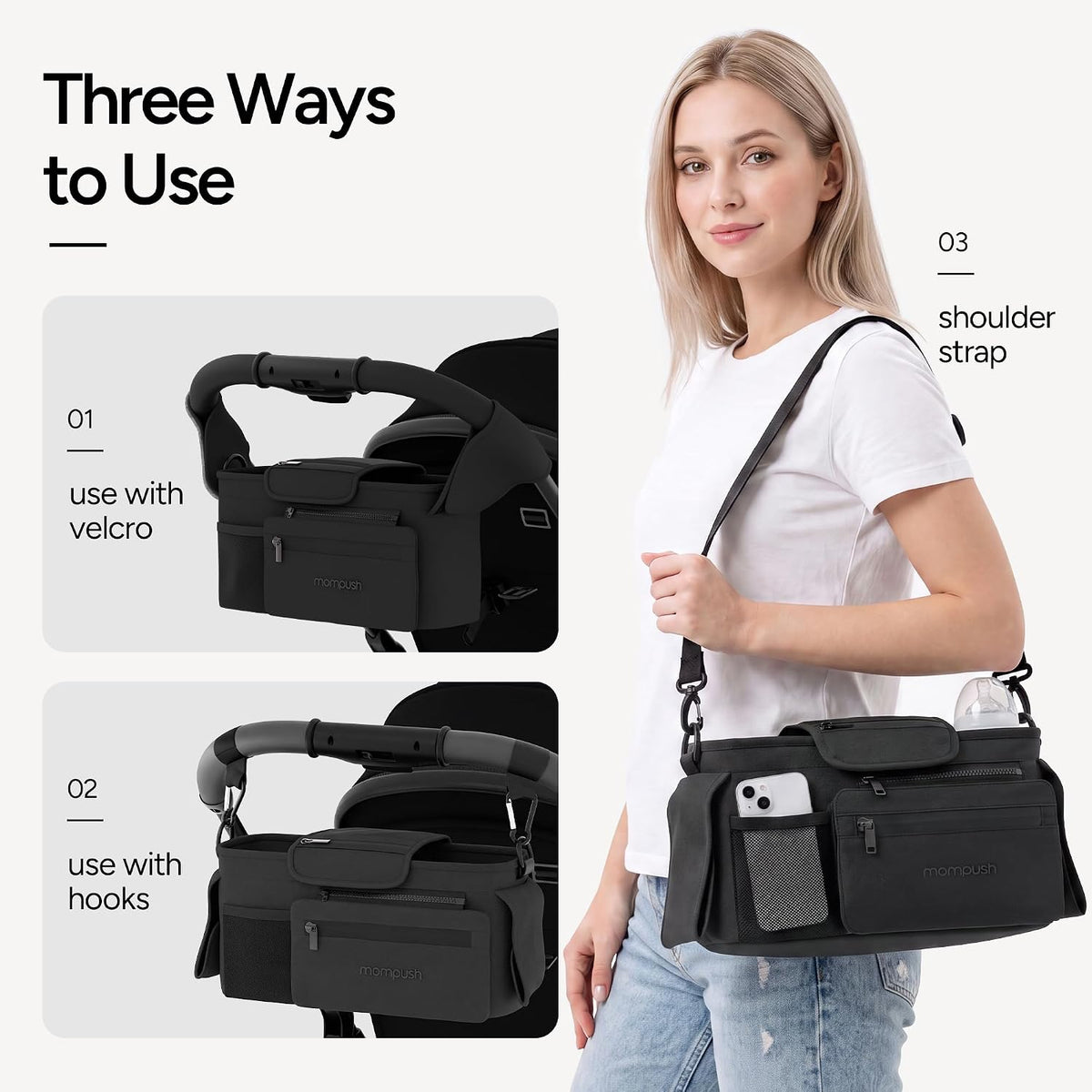 Universal Stroller Organizer Caddy with Insulated Cup Holder