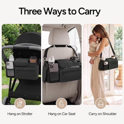 Universal Stroller Organizer Caddy with Insulated Cup Holder
