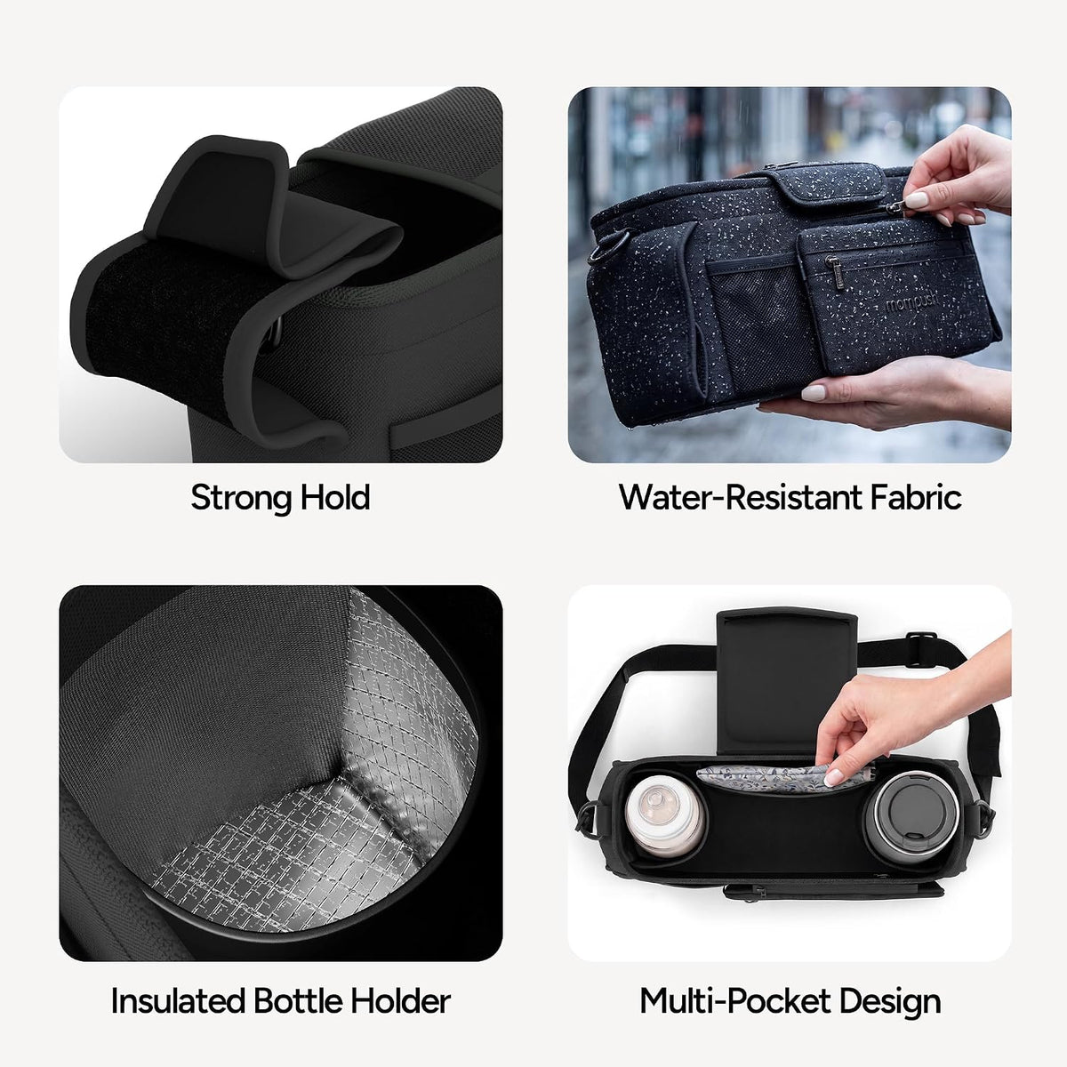 Universal Stroller Organizer Caddy with Insulated Cup Holder