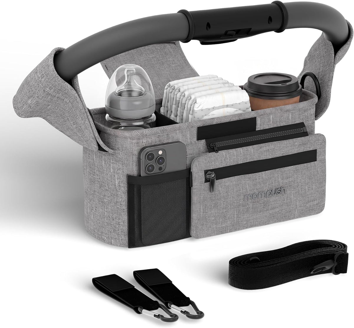 Universal Stroller Organizer Caddy with Insulated Cup Holder