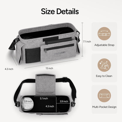 Universal Stroller Organizer Caddy with Insulated Cup Holder