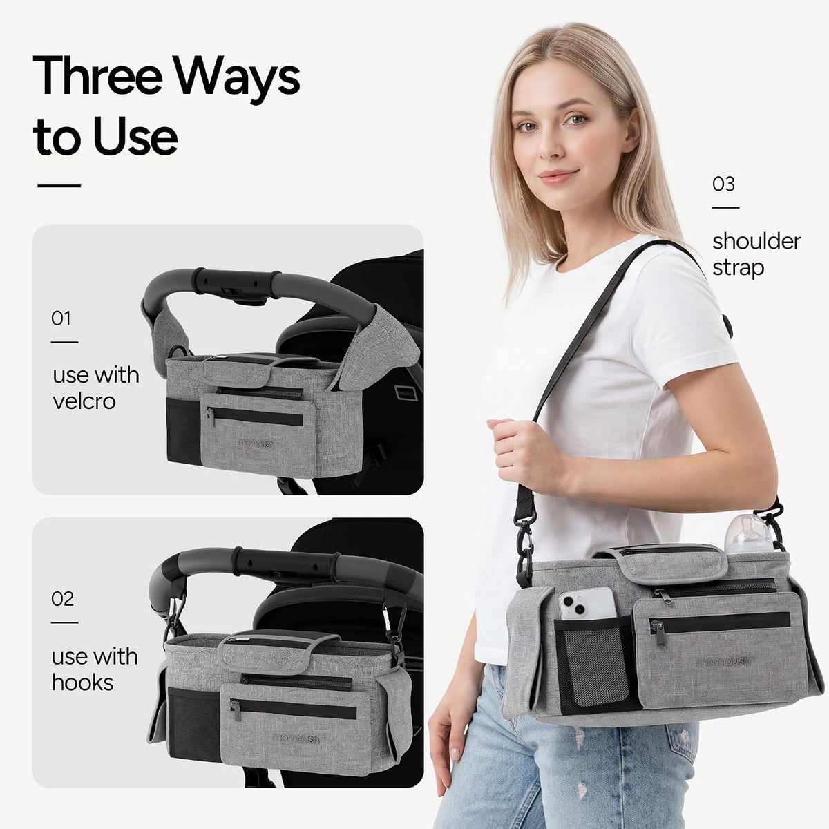 Universal Stroller Organizer Caddy with Insulated Cup Holder