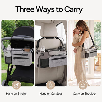 Universal Stroller Organizer Caddy with Insulated Cup Holder