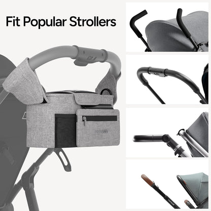 Universal Stroller Organizer Caddy with Insulated Cup Holder