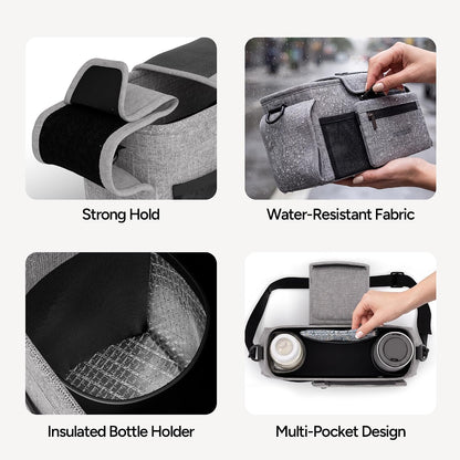 Universal Stroller Organizer Caddy with Insulated Cup Holder