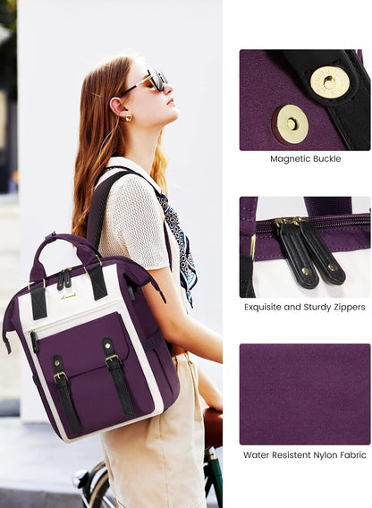 Laptop Backpack for Women with Giant Tumbler Holder Pocket,15.6 inch Waterproof Travel Backpack Purse Computer Laptop Bag