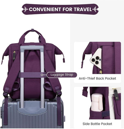 Laptop Backpack for Women with Giant Tumbler Holder Pocket,15.6 inch Waterproof Travel Backpack Purse Computer Laptop Bag