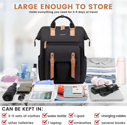 Laptop Backpack for Women with Giant Tumbler Holder Pocket,15.6 inch Waterproof Travel Backpack Purse Computer Laptop Bag