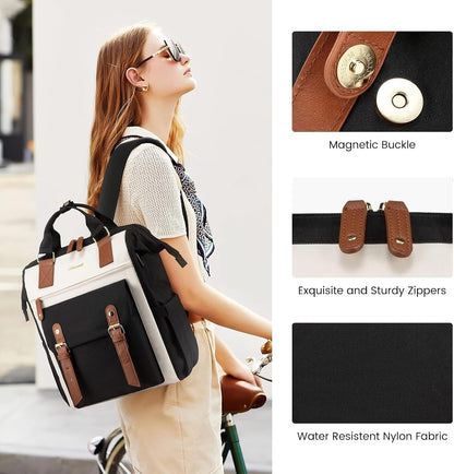 Laptop Backpack for Women with Giant Tumbler Holder Pocket,15.6 inch Waterproof Travel Backpack Purse Computer Laptop Bag