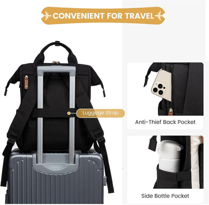 Laptop Backpack for Women with Giant Tumbler Holder Pocket,15.6 inch Waterproof Travel Backpack Purse Computer Laptop Bag
