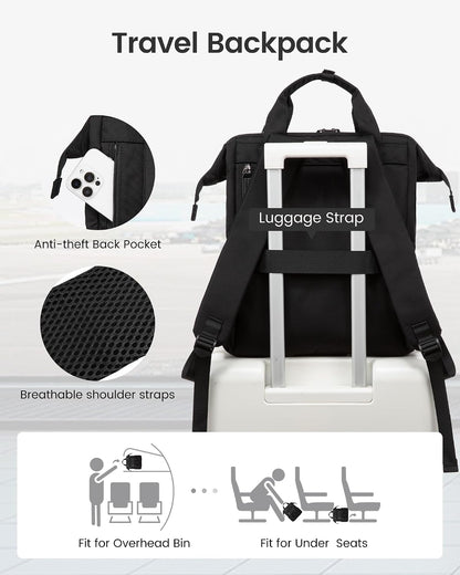 Laptop Backpack for Women with Giant Tumbler Holder Pocket,15.6 inch Waterproof Travel Backpack Purse Computer Laptop Bag
