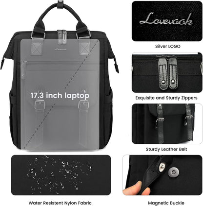 Laptop Backpack for Women with Giant Tumbler Holder Pocket,15.6 inch Waterproof Travel Backpack Purse Computer Laptop Bag