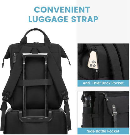 Laptop Backpack for Women with Giant Tumbler Holder Pocket,15.6 inch Waterproof Travel Backpack Purse Computer Laptop Bag