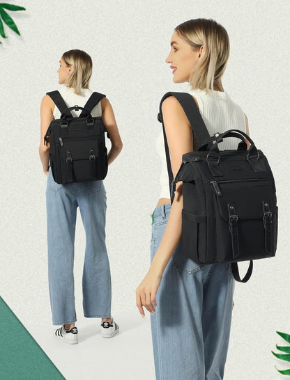 Laptop Backpack for Women with Giant Tumbler Holder Pocket,15.6 inch Waterproof Travel Backpack Purse Computer Laptop Bag