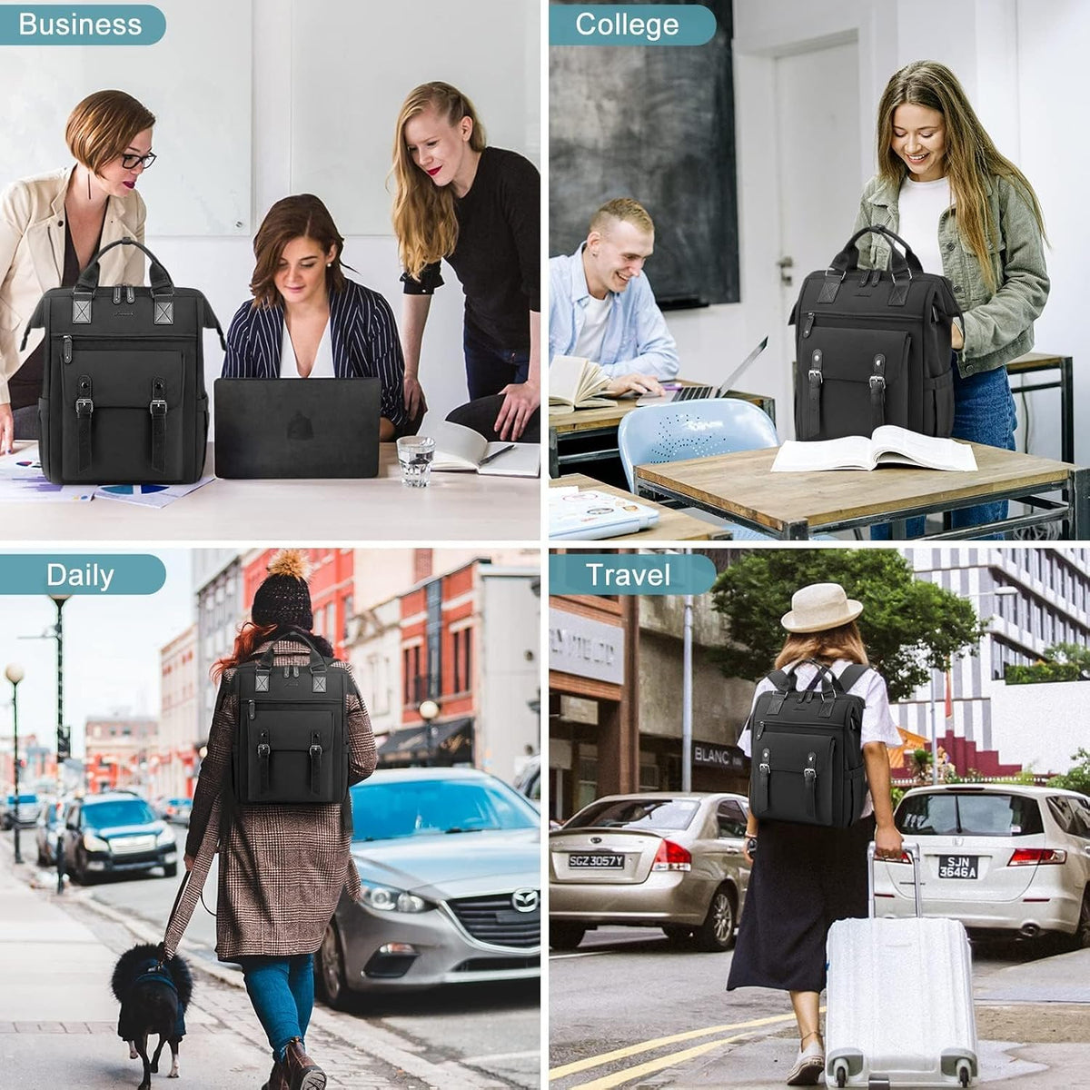 Laptop Backpack for Women with Giant Tumbler Holder Pocket,15.6 inch Waterproof Travel Backpack Purse Computer Laptop Bag